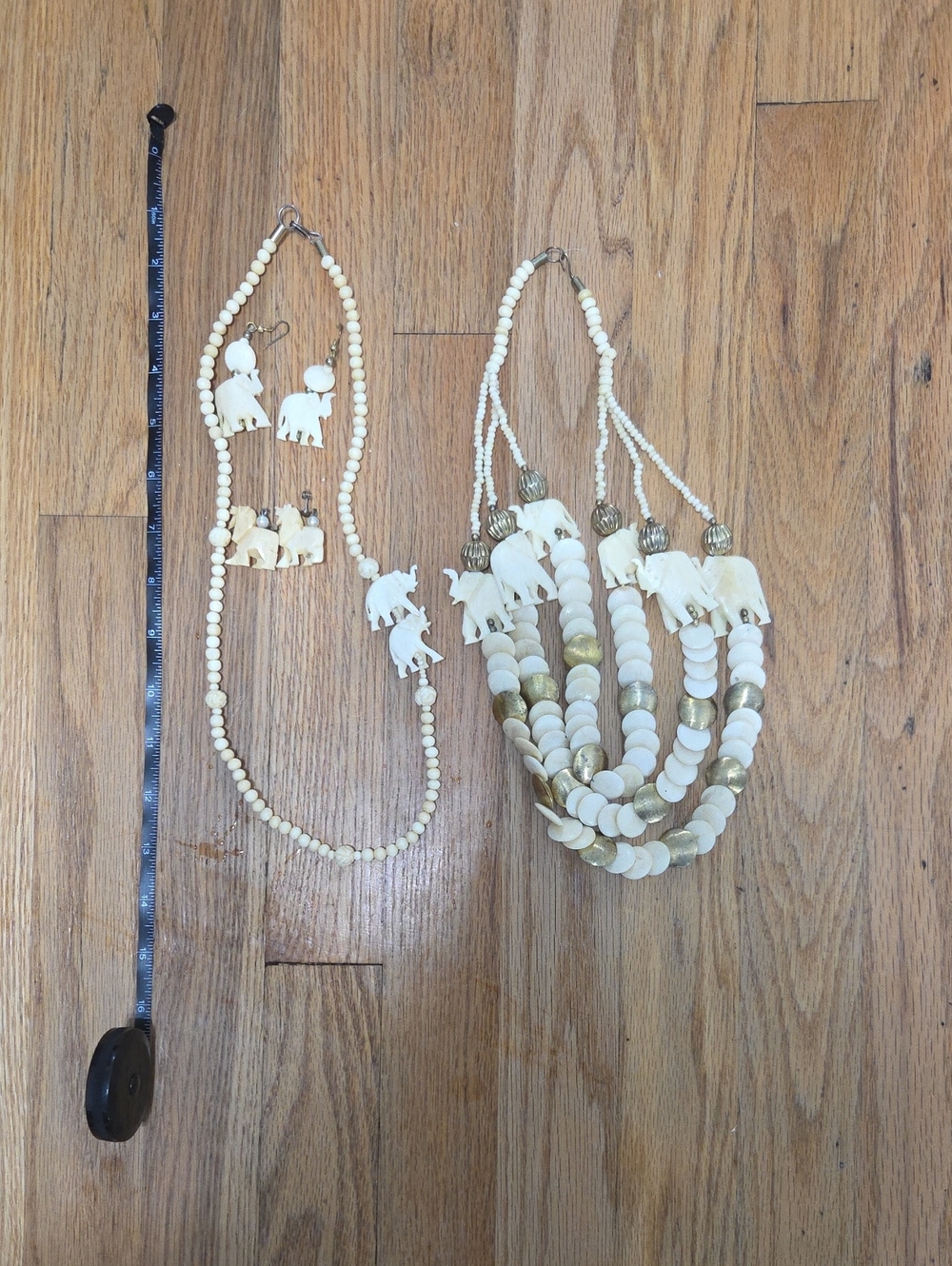 Elephant And Lion Bead Necklace and Earrings Set